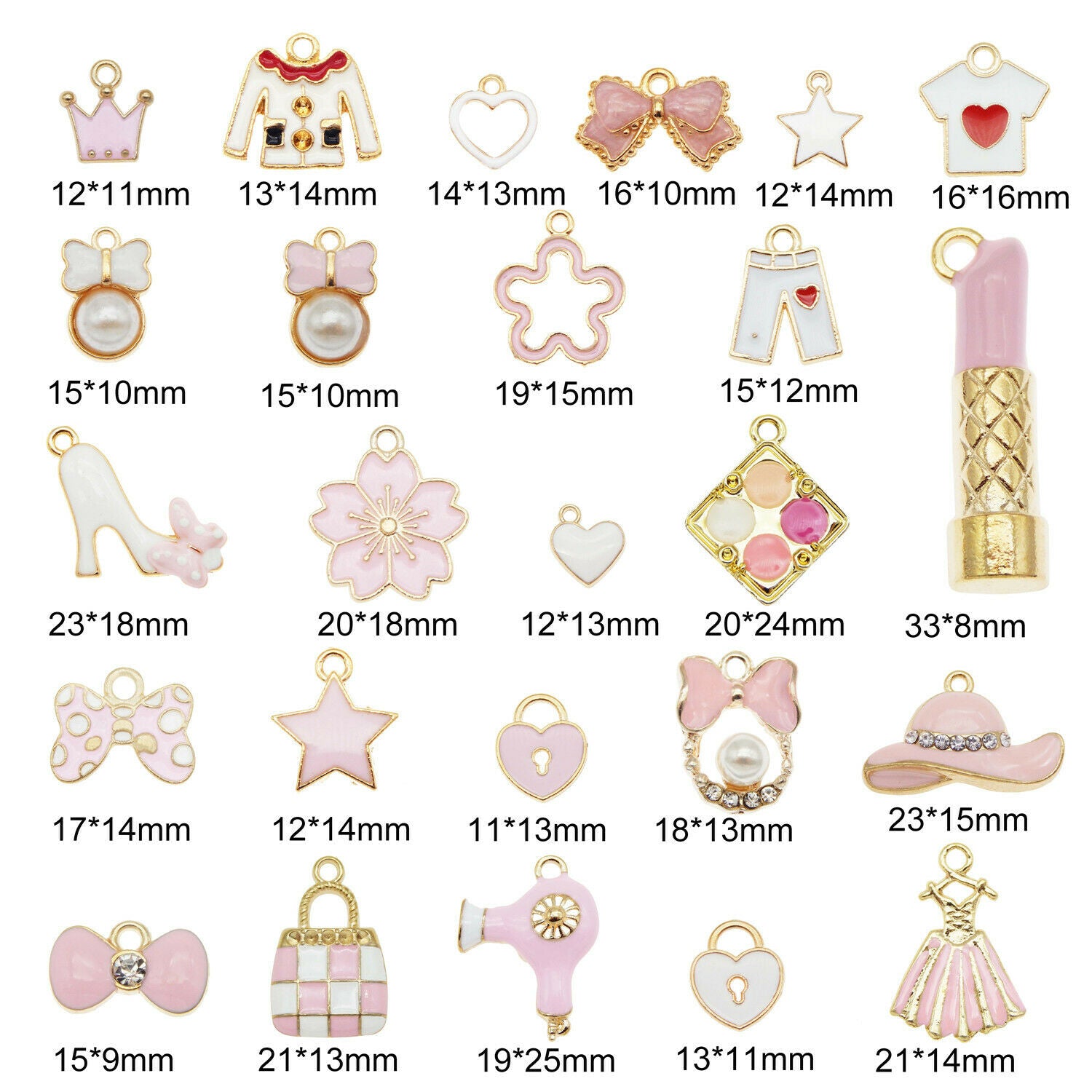 25PCS Mix Bag Hat Female Supplies Enamel Charm Bowknot Alloy Pendant Jewelry DIY