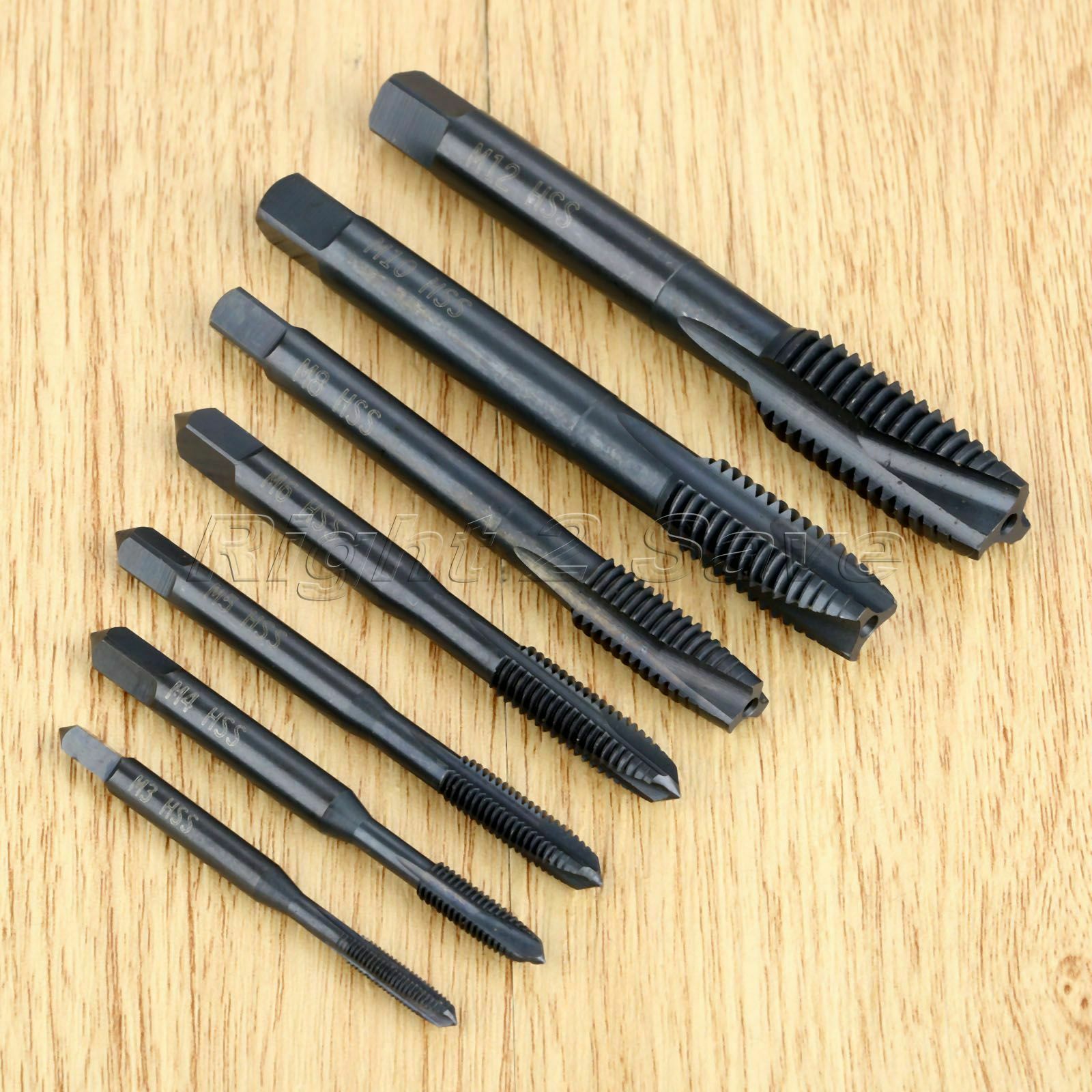7X HSS Metric Thread Spiral Pointed Taps Tapping Metalworking Drill Bits M3-M12