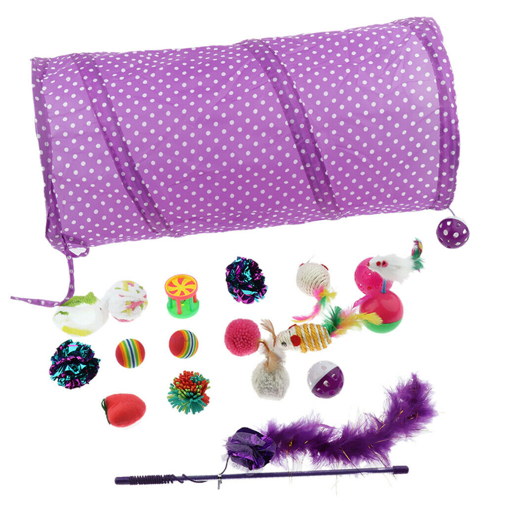 16-Piece Set - Funny Cat Stick Tunnel Paper Ball Catnip Combination Toys Set