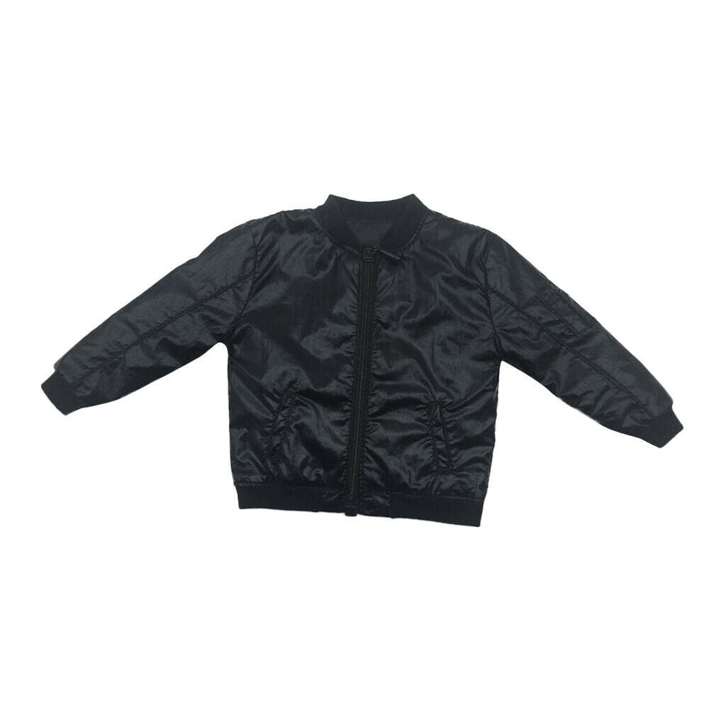 1/6 Scale Faux Leather Long Sleeve Jacket For 12'' Action Figures Black