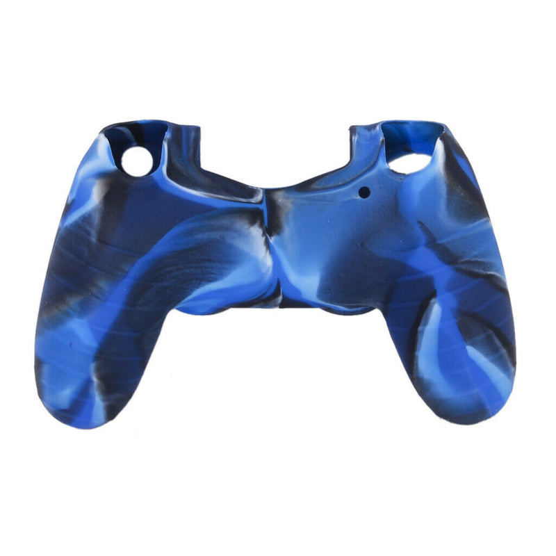Camo Silicone Skin Case Cover + Joystick Thumbstick Caps for Sony PS4 Controller