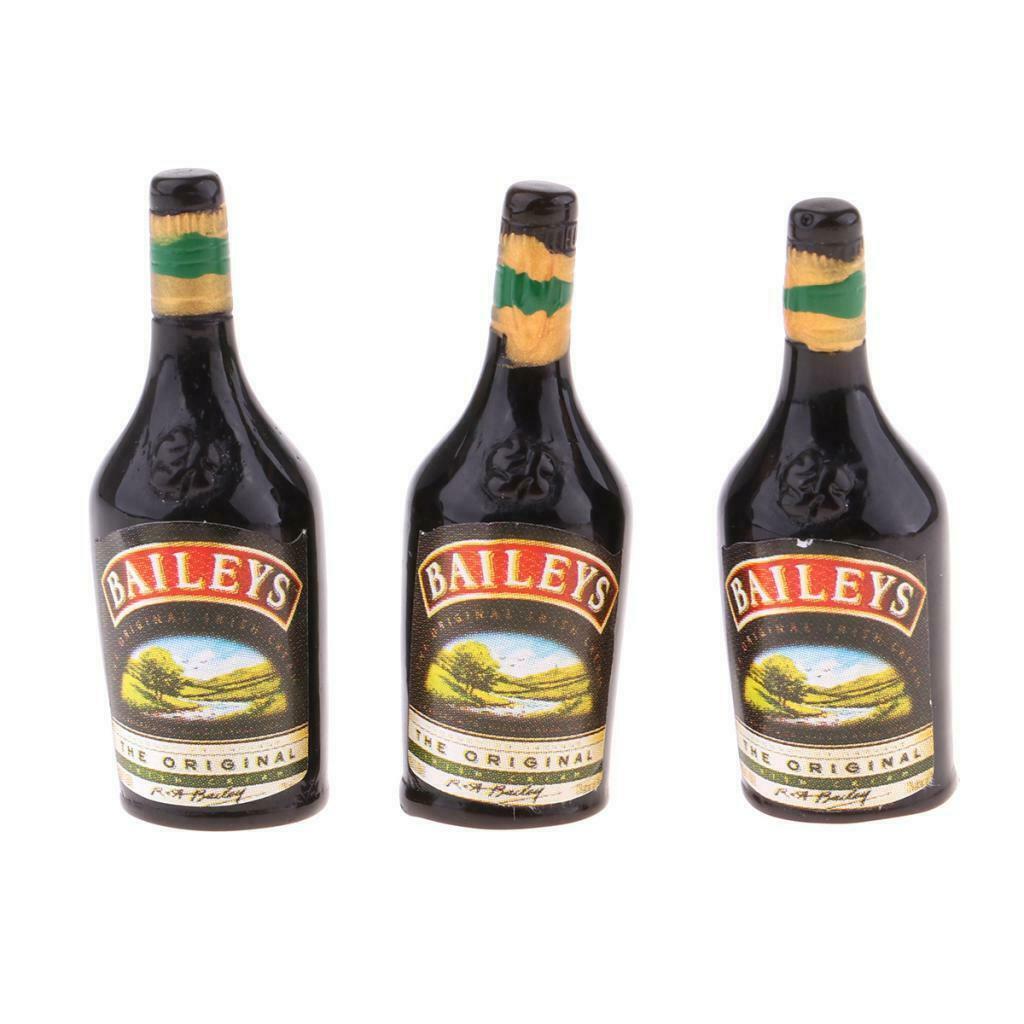3 Pieces 1:12 Mini Glass Wine Bottles Pub Bar Decoration Ornament Accessory