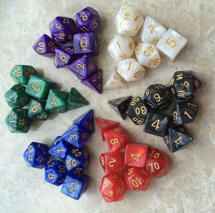 7PCS/Set Polyhedral Cube & Bag Multi Color Set For DnD RPG 4 6 8 10 12 20 D4-D20