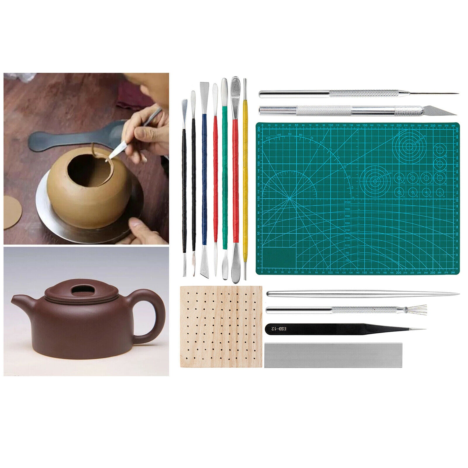 Set of 15 Clay Sculpting Tools DIY Kit for Professionals School Beginners