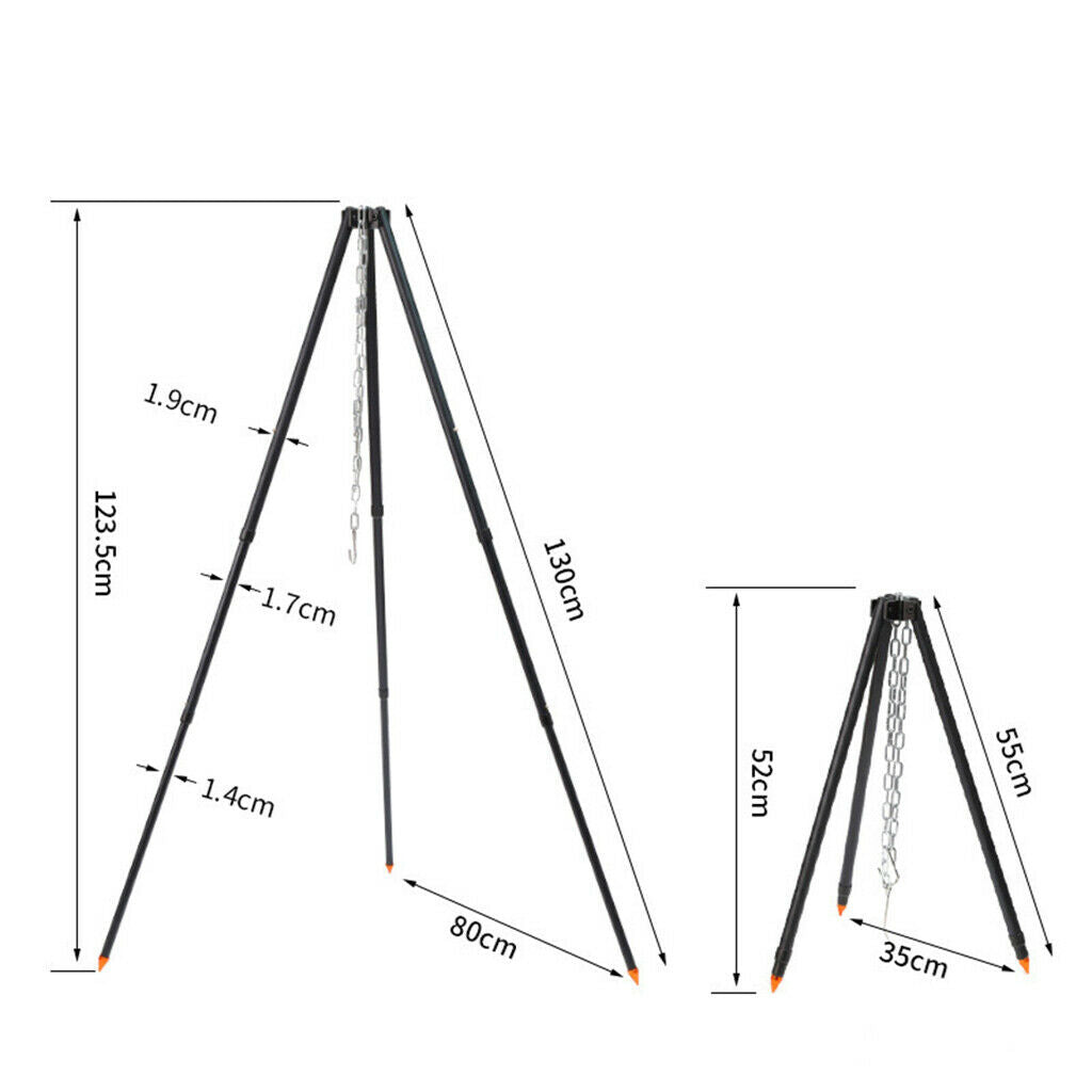 Grill Camping Tripod Portable Hanging Pot Backpacking Hiking Cookware Tool