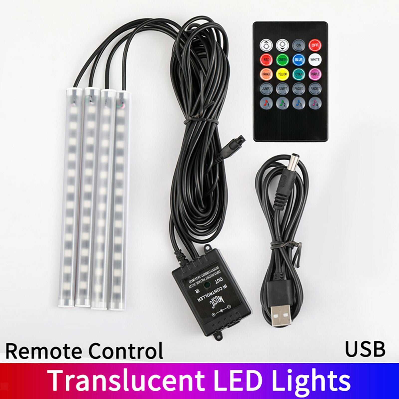 Car Light LED Strip Interior Lamp Atmosphere Lamp RGB Decorative USB Plug