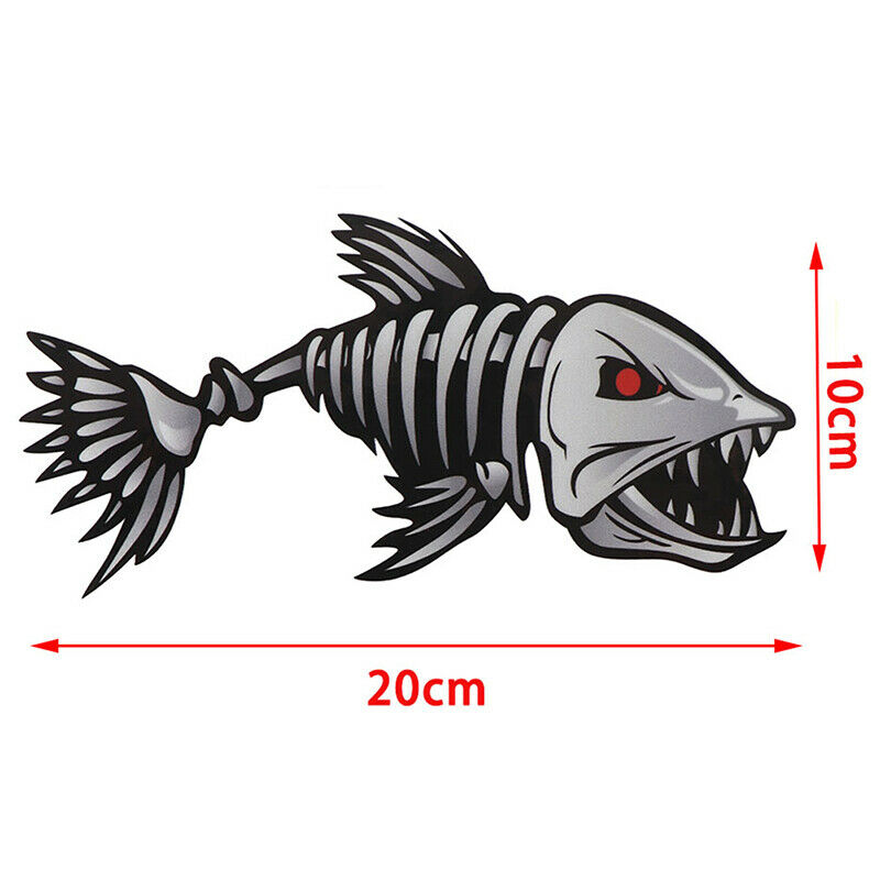 2 Pieces Skeleton Fish Stickers Graphics Accessories for Kayak Fishing Bo.l8