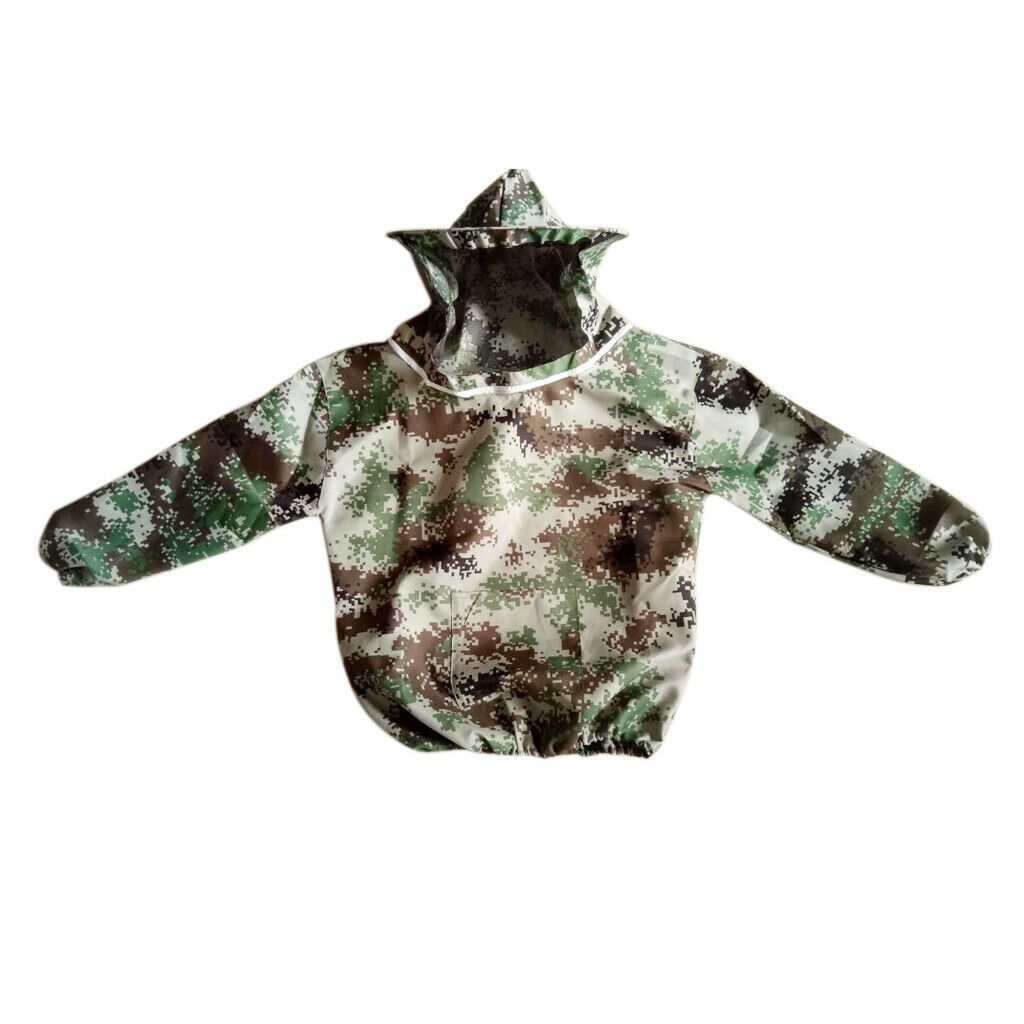 Beekeeping Jacket Pull Over Protective Veil Bee Keeping Suit Hat Camo#3