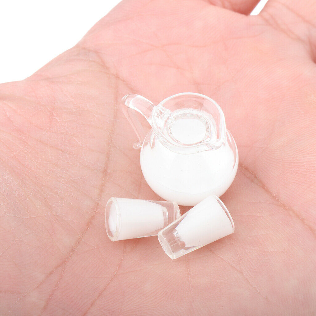 6Pcs 1:12 Scale Drink Juice Milk Jug Cups Kitchen Tableware Life Ornaments