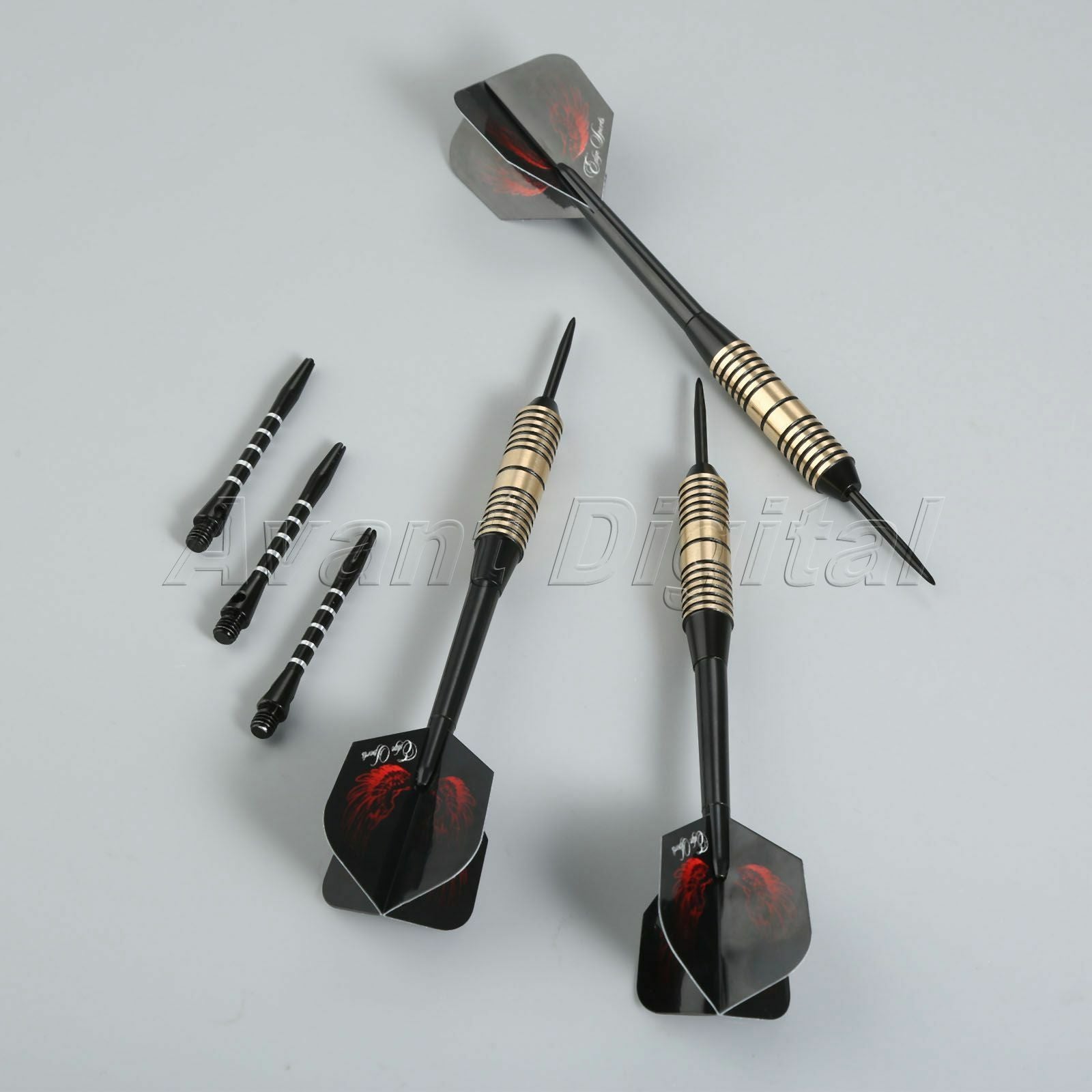 3Pcs Box Set Brass Barrels Darts Aluminum & Plastic Dart Shafts with Flights 26g