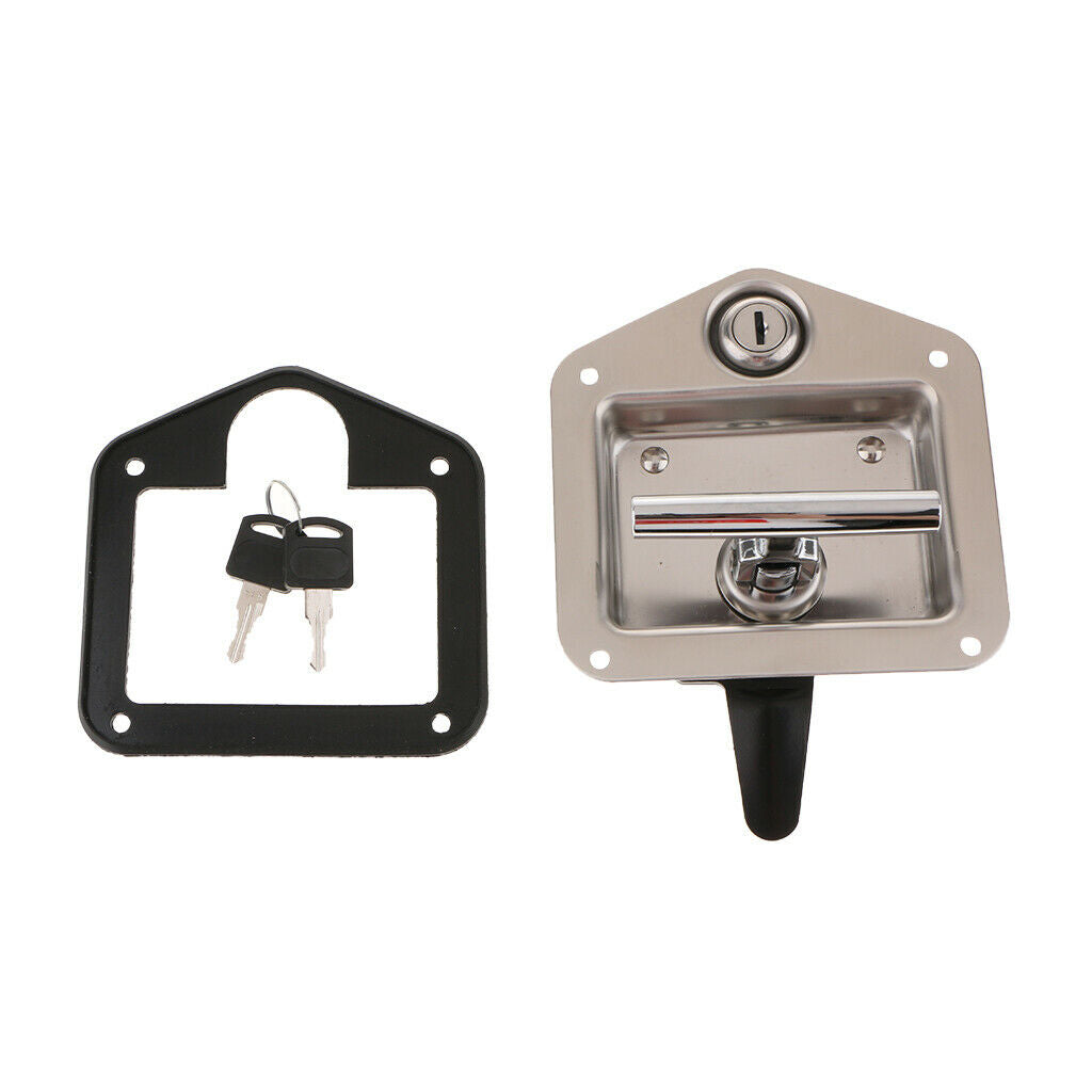 Stainless Steel Car RV Trailer Camper Handle Locking Door Latch w/ Keys Set