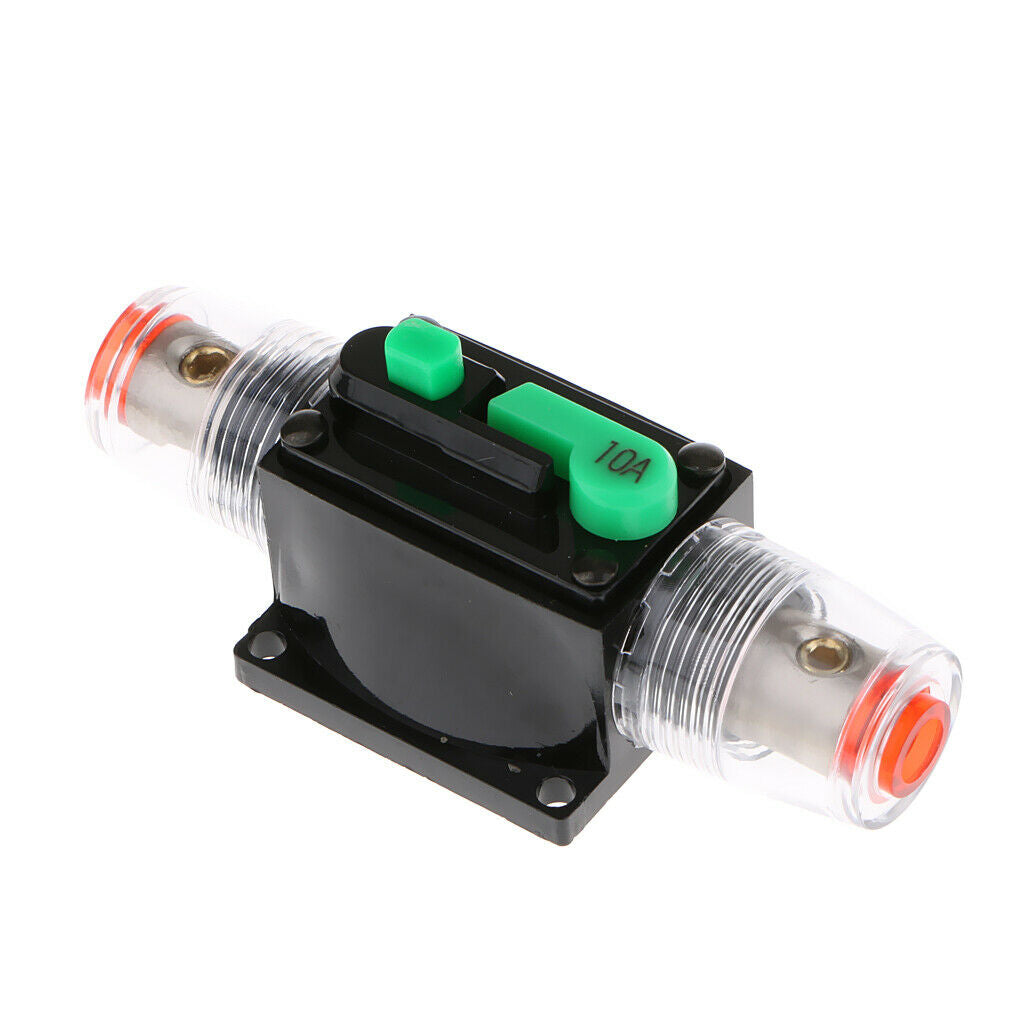 10Amp Circuit Breaker with Manual Reset Car Stereo Audio Fuse Holder Inline
