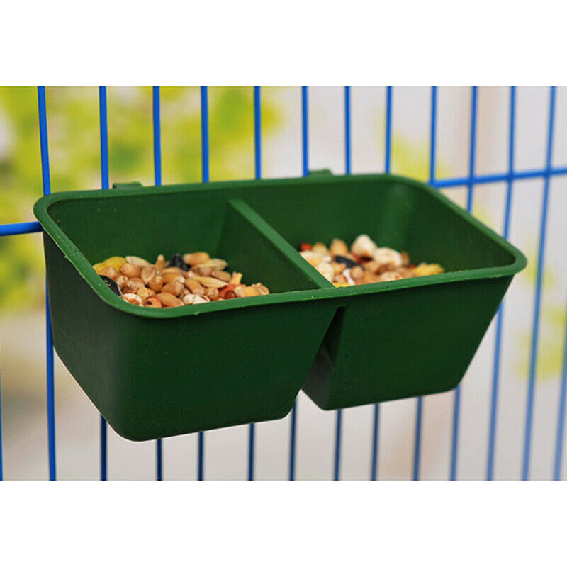 Parrot Food Water Bowl Dual Feeding Cup Bird Pigeons Cage Water Food Feed.l8