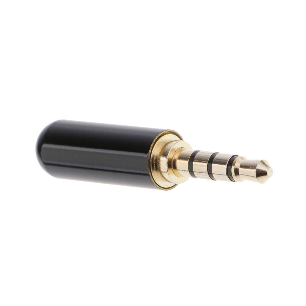 2 Pieces 3.5mm 4-pole Female & Male Plug Audio Cable Connector Adapter Black