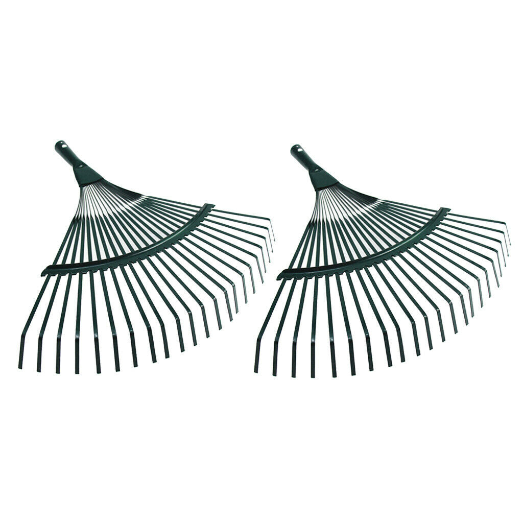 2Pcs 22 Tooth Lawn Rake Head 40cm Wide For Garden Leaves Heavy Duty Green