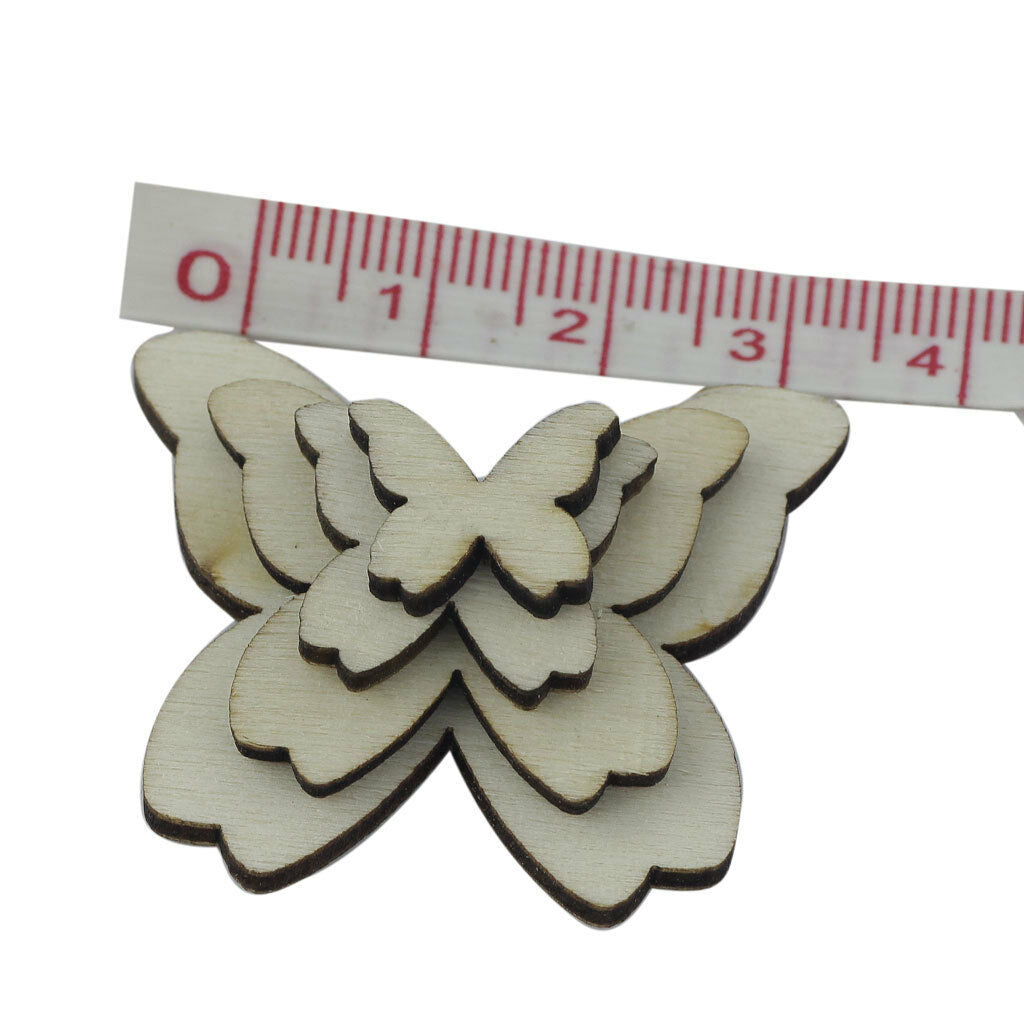 50pcs Mixed Natural Unfinished Wooden Butterfly Crafts for Scrapbooking DIY