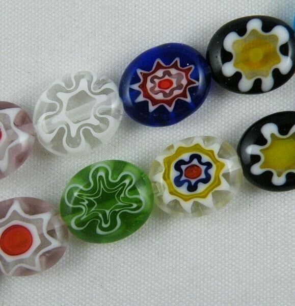 40pcs Glass Mixed Oval Spacers 8x10mm P158