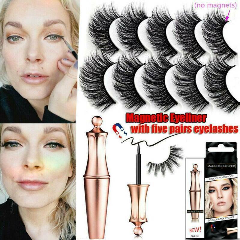 Waterproof Magnetic Eyeliner with 5 Pairs Eyelashes and Tweezer Long Lashes US-