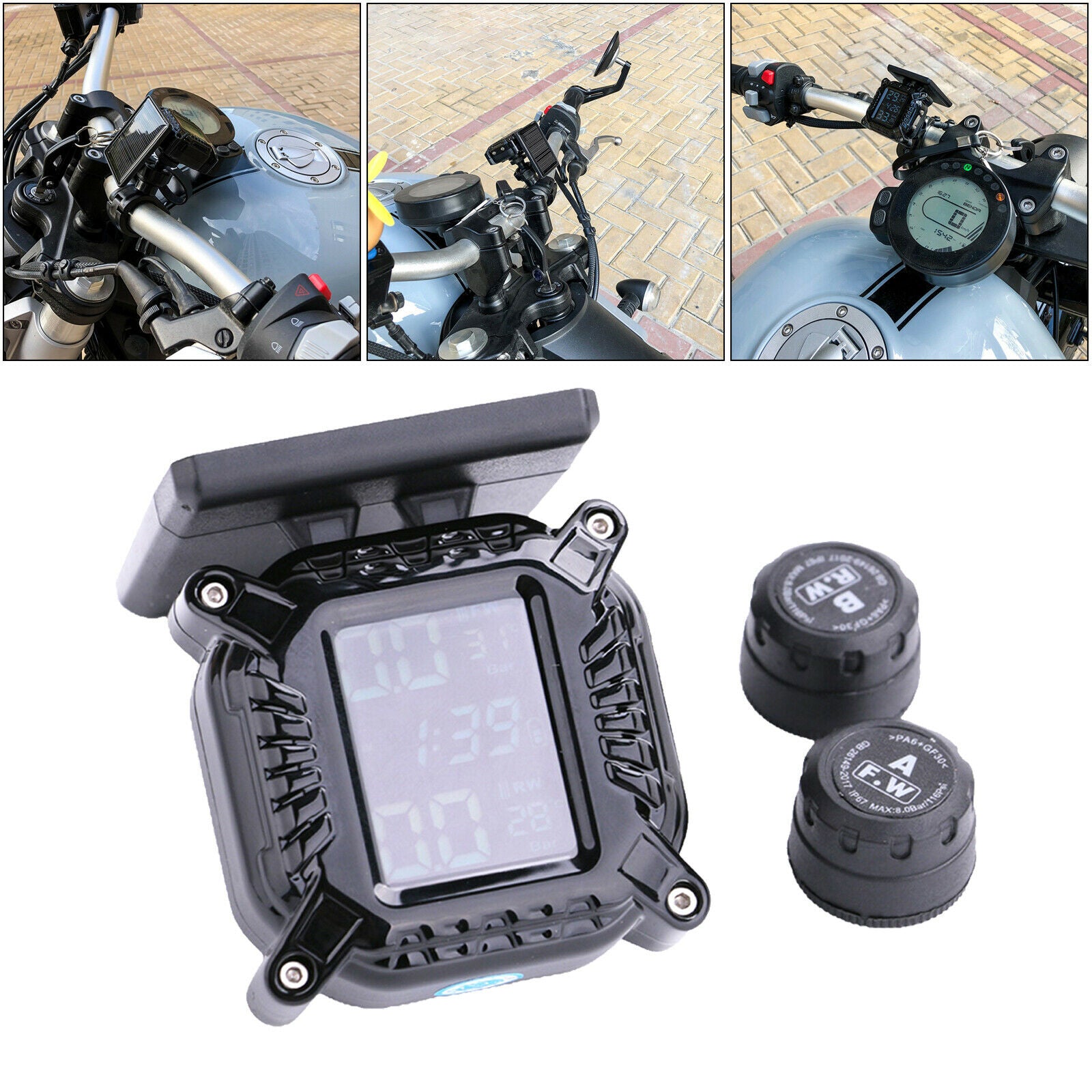 Solar Charging Scooter Motorcycle Tyre Pressure Monitoring System LCD Screen