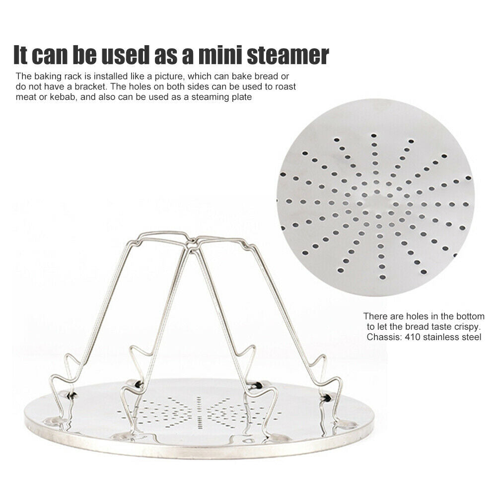 4 Slice Outdoor Camping BBQ Toaster Tray Foldable Bread Toast Rack Grill @