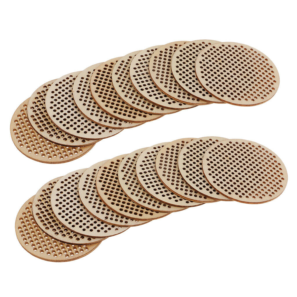 40Pcs Unfinished Hollow Oval Round Wood Coin Pendants for Home DIY Birthday
