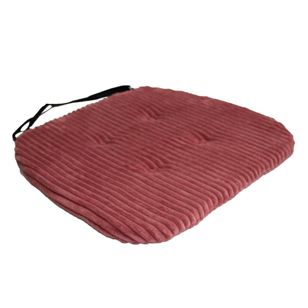 Stripe Cushion Square Cotton Chair Pads with Ties Soft Seat Pads Wine Red