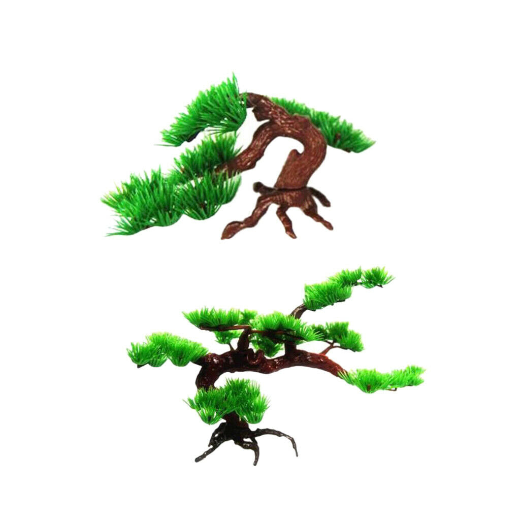 2 Pcs Plastic Pine Tree Artificial Plants for Home Kitchen Office Bookshelf