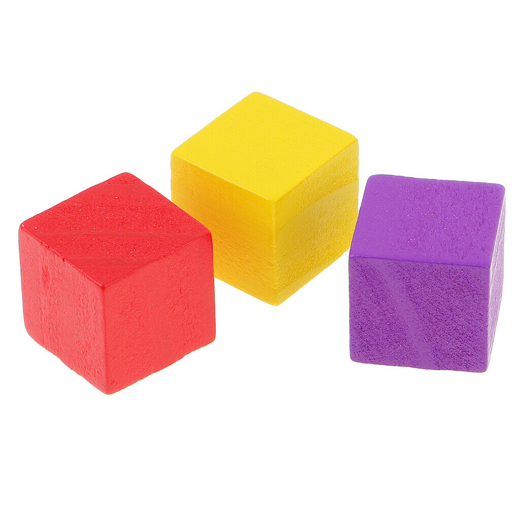 50 packs Multi Color Wood Cube Square Block Embellishments Kids DIY Toys