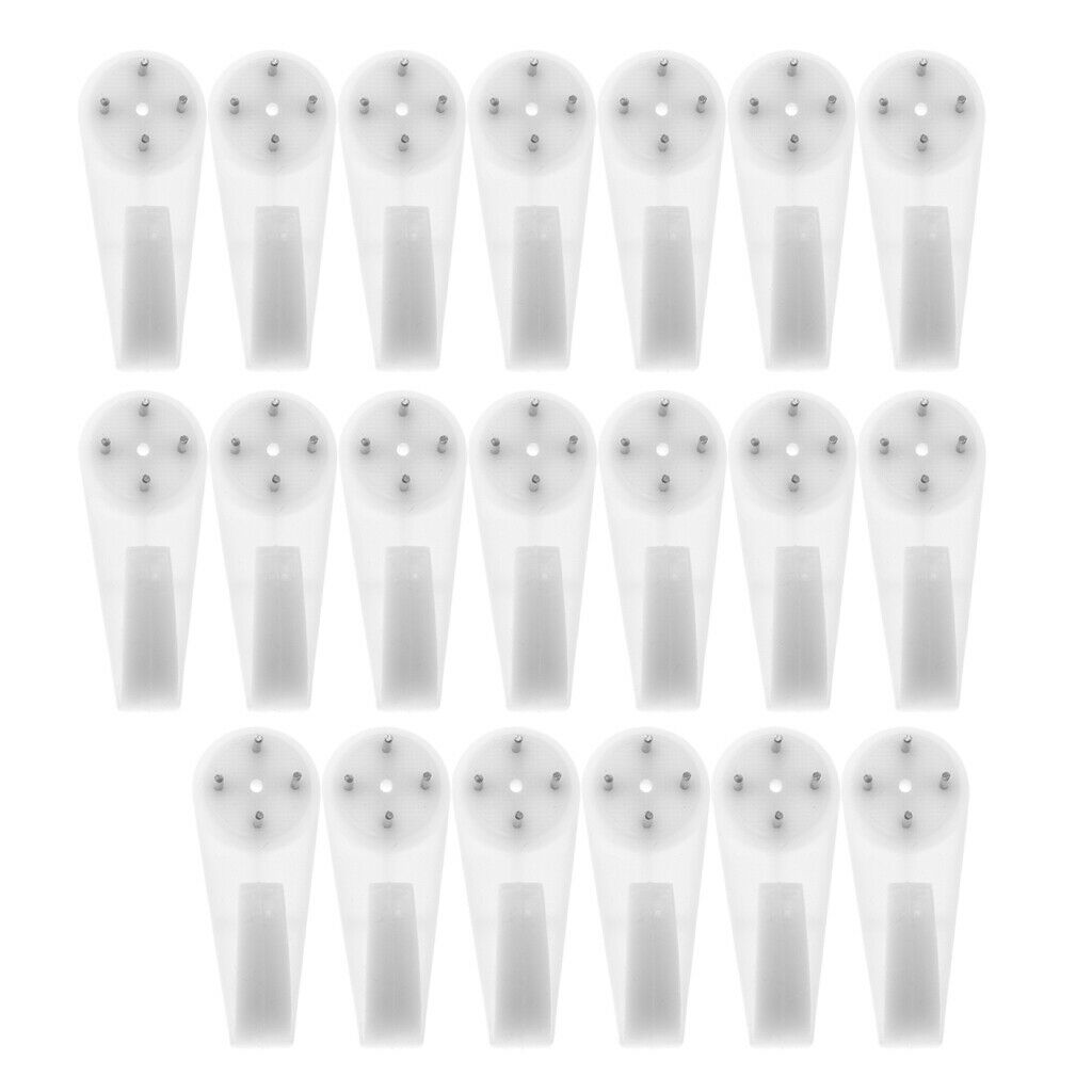Plastic Hard Wall Picture Frame Hooks Hangers 4-Pin Pack of 40 Medium White