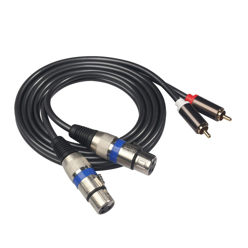 Pack of 2 Pro Black Mic RCA Plug to XLR   Audio Extention Cable 1.5m