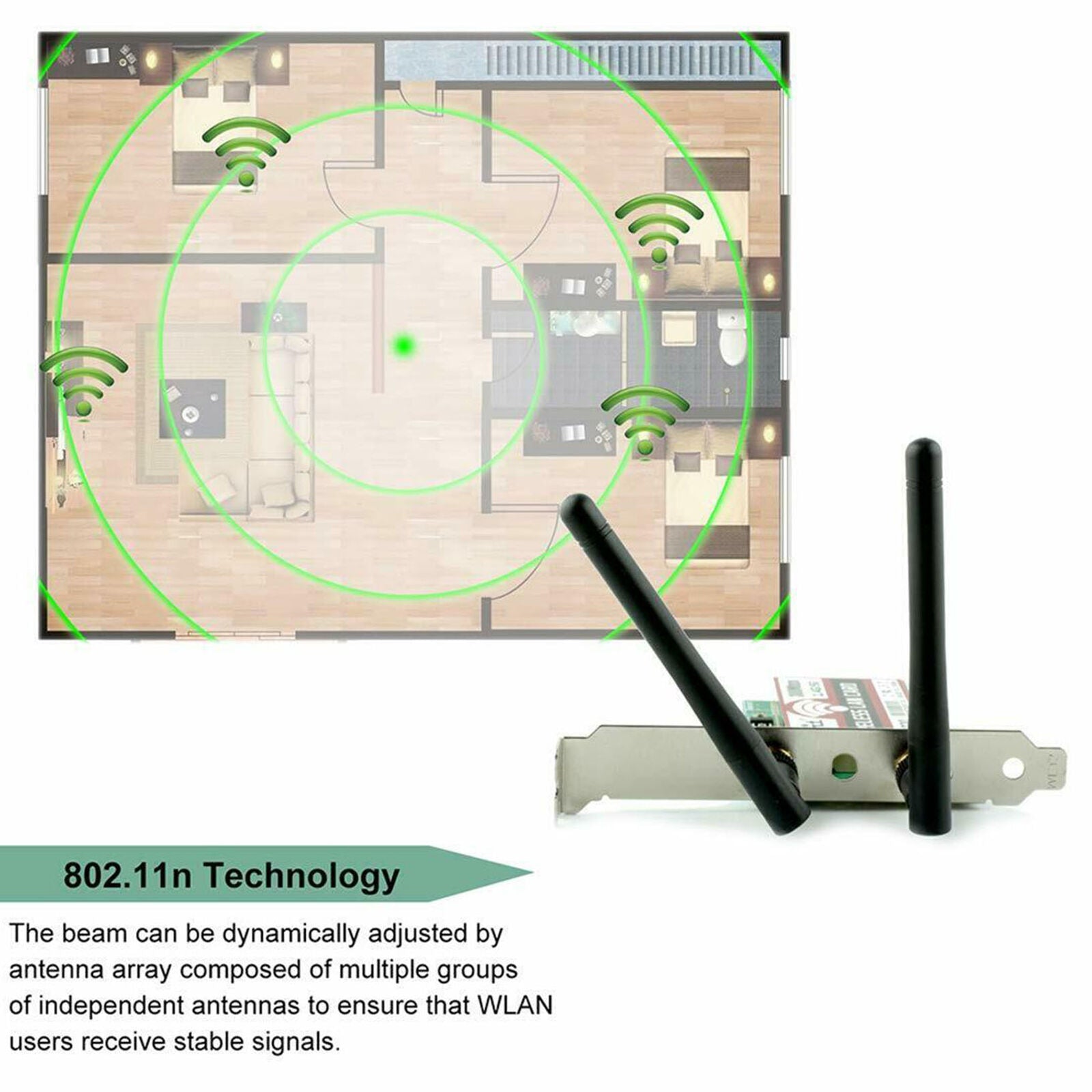 New Mini PCI-E Express to PCIE Wireless Adapter 2 Antenna WiFi PC Desktop