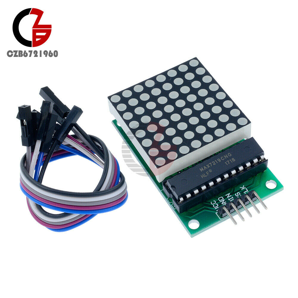 10PCS MAX7219 LED 8x8 Dot Matrix Module Red Light Assembled w/ Cable For Adduino