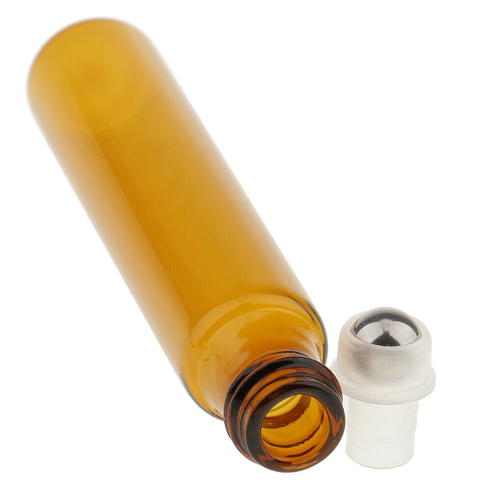 6Pcs Mini 10ML Empty Refillable Amber Glass Essential Oil Bottles Vials for