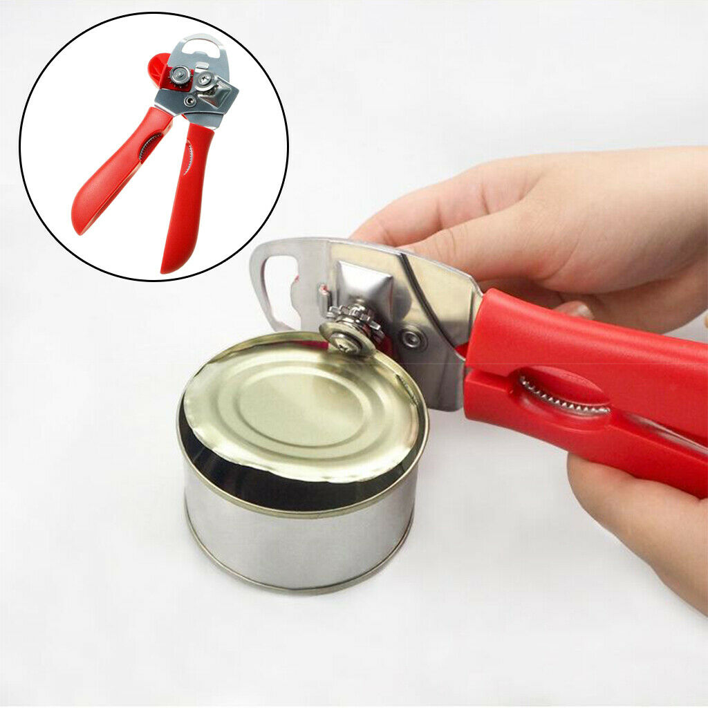 Manual Opener Bottle Openers Professional Handheld for Cans Smooth Edge red