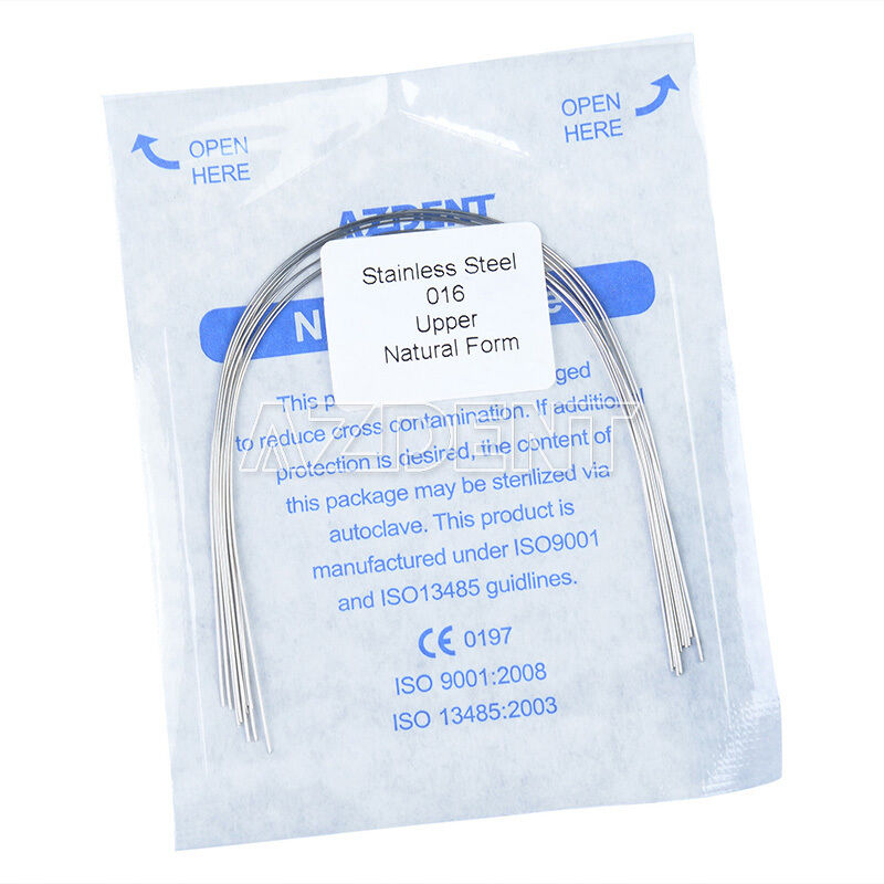 100X AZDental Orthodontic Stainless Steel Round Arch Wire 016 Upper Nature Form