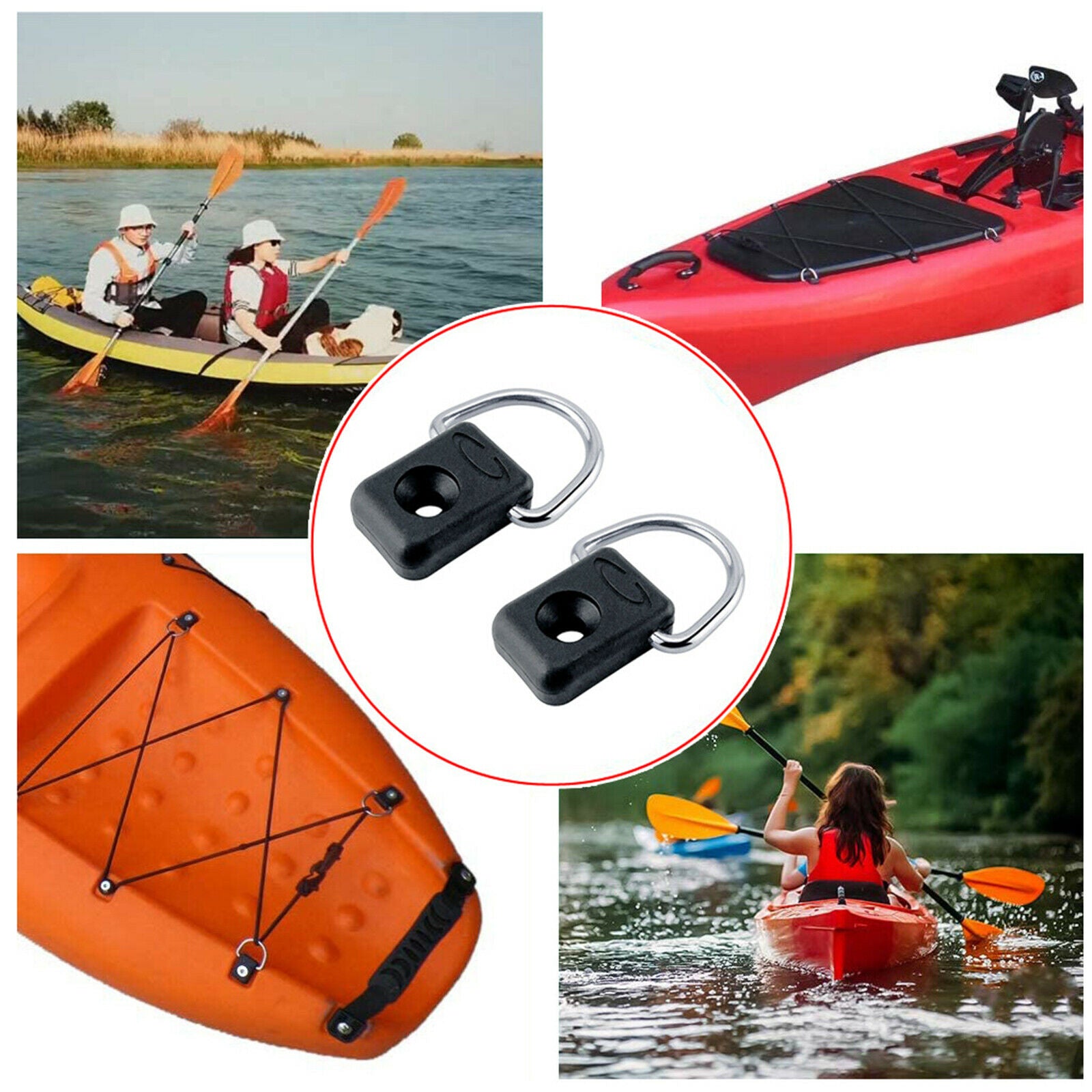 Kayak Deck Rigging Kit with Bungee Cable Ends 6 J-Hooks for Boat Camping Kit