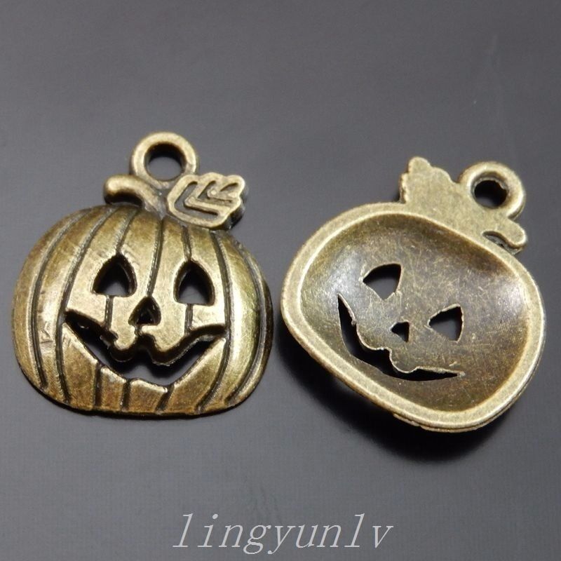 60 Pieces Antiqued Bronze Halloween Ghost Pumpkin Pendants Charms Jewelry 50020