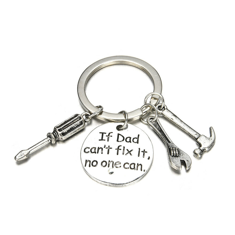 Funny If Dad Can't Fix It No One Can Hand Tools Keychain Hammer Wrench Keyring