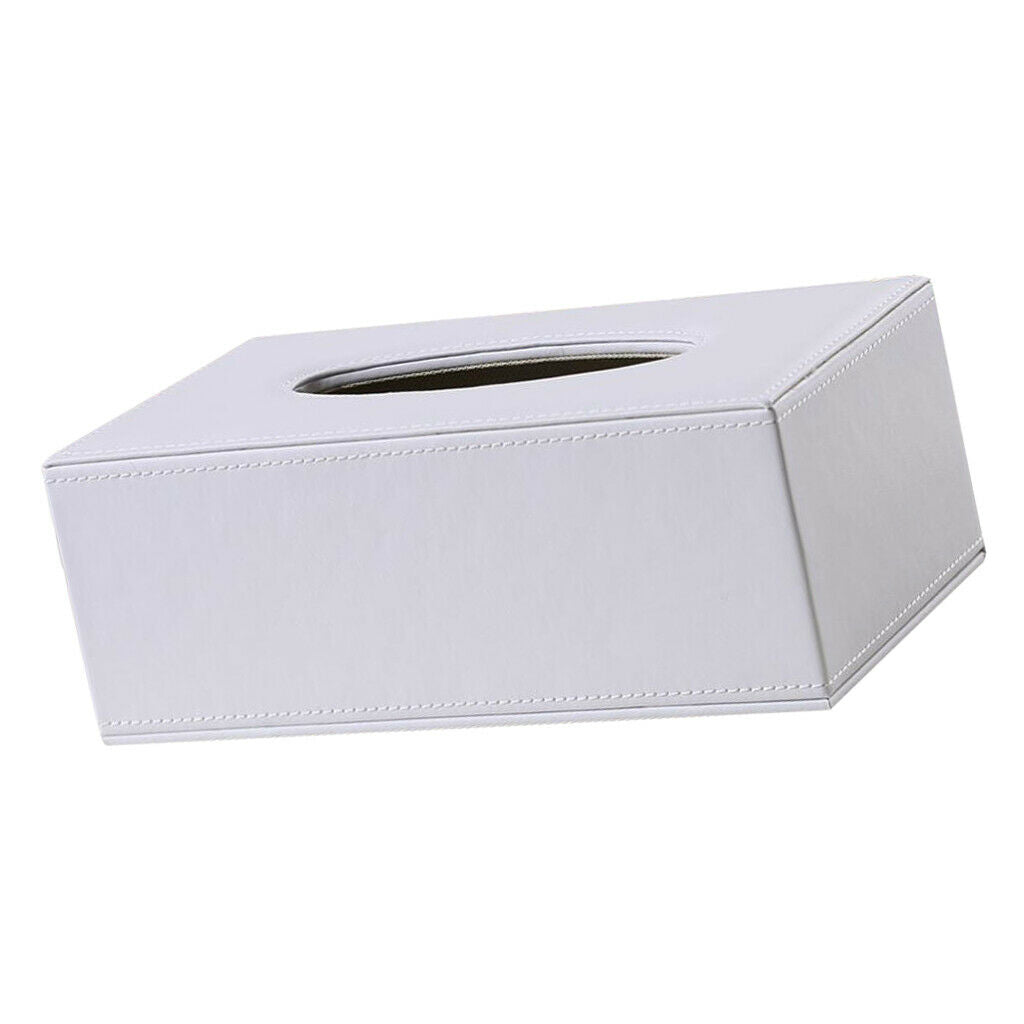 Home Decor Rectangle Leather White Kitchen Tissue Box Napkin Holder