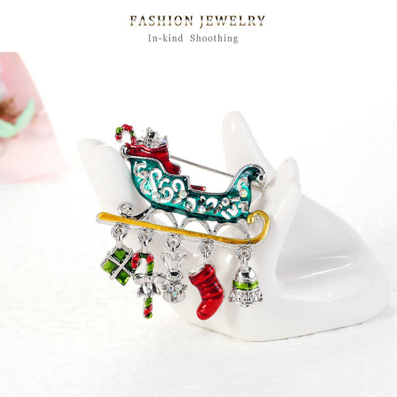 Creative Enamel Christmas Gift Car Brooches Colorful Crutch Socks Tassel PenBDA