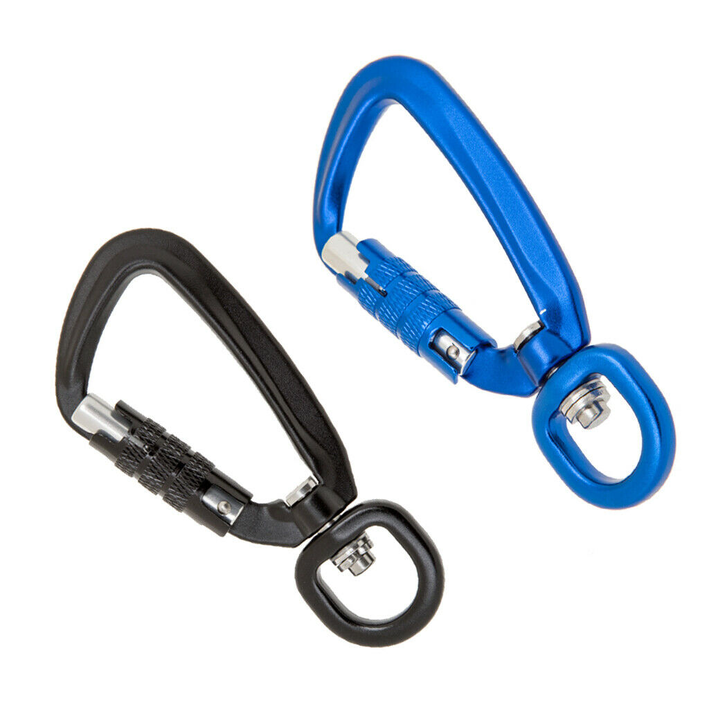 2pcs 500KG Self Locking Carabiner Rotating  Hook Hammock Hanging Buckle
