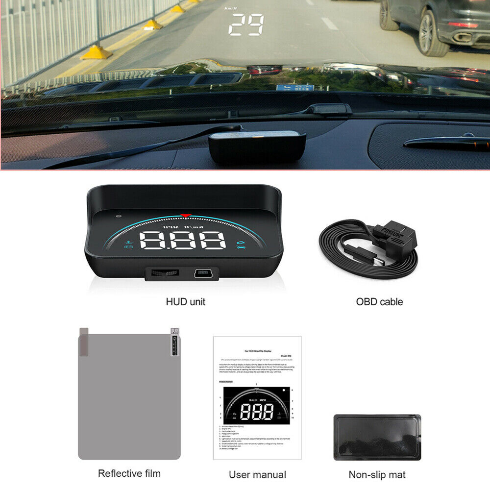 M8 Head Up Display OBD2 Overspeed Warning System Speedometer Projector Voltage