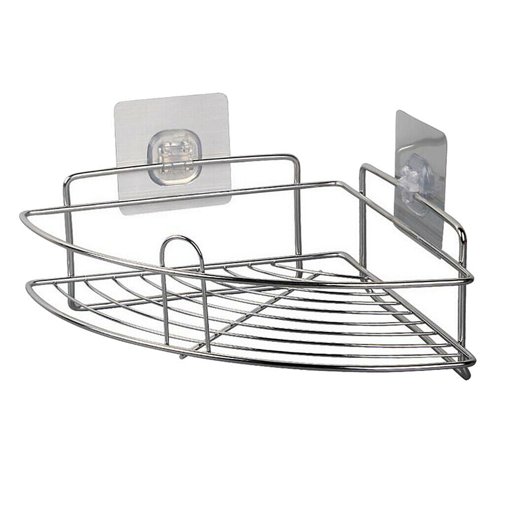Stainless Steel Storage Caddy for Bathroom Shower Bath Basket Adhesive