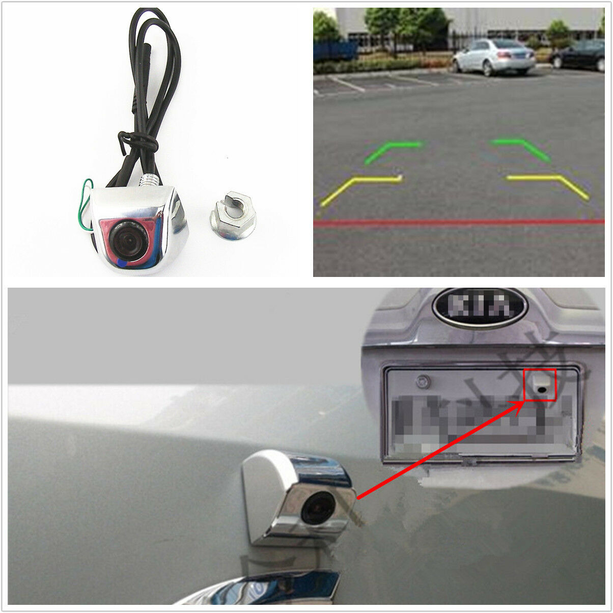 Car License Screw Mini 170° Wide Angle Rear View Backup Parking Camera For Benz
