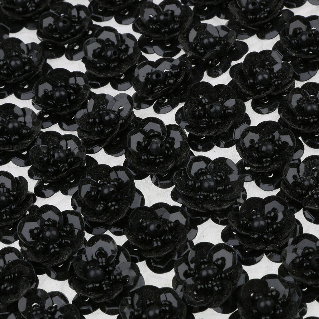 100pcs/Set Cupped Sequins Beads Flower for Sewing Decoration DIY 20mm Black