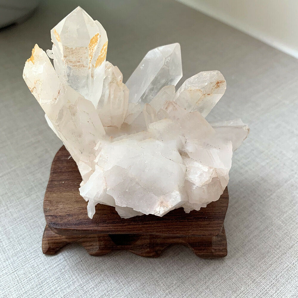 Clear Natural Crystal Quartz Citrine Cluster Mineral Specimen Healing Home Decor