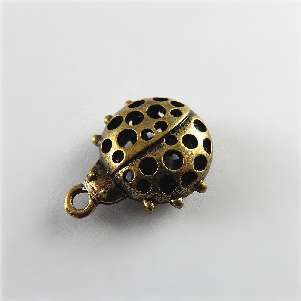 15pcs Antiqued Bronze Zinc Alloy Hollow Ladybug Charms Necklace Pendant Findings