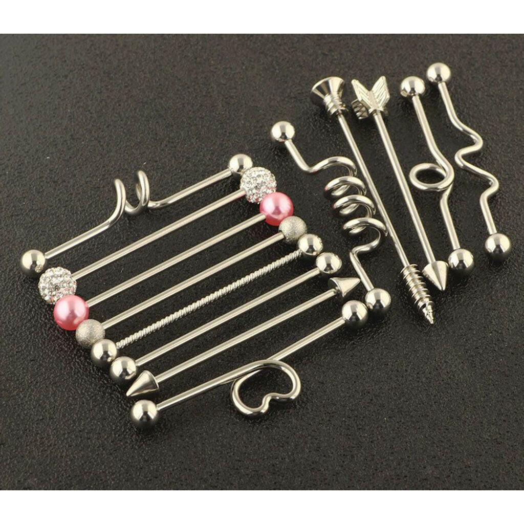 13 Packs Industrial Piercing Ball Barbell Ear Bar Earring 14G shinny sparkle