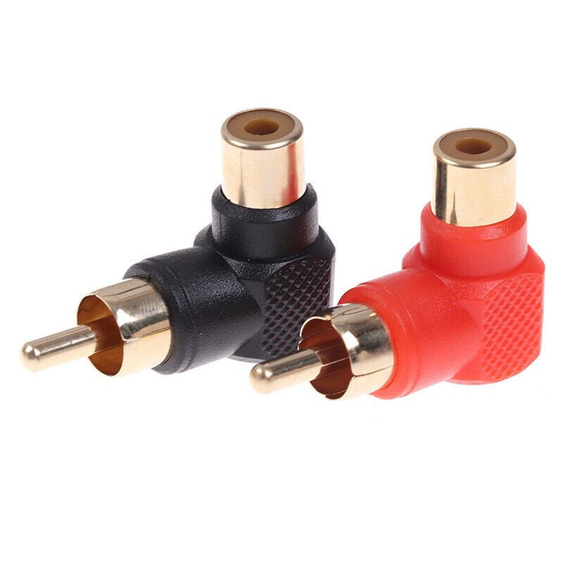 1Pair 90 Degree RCA Right Angle Connector Plug Adapters M/F Elbow Audio Adap Qx