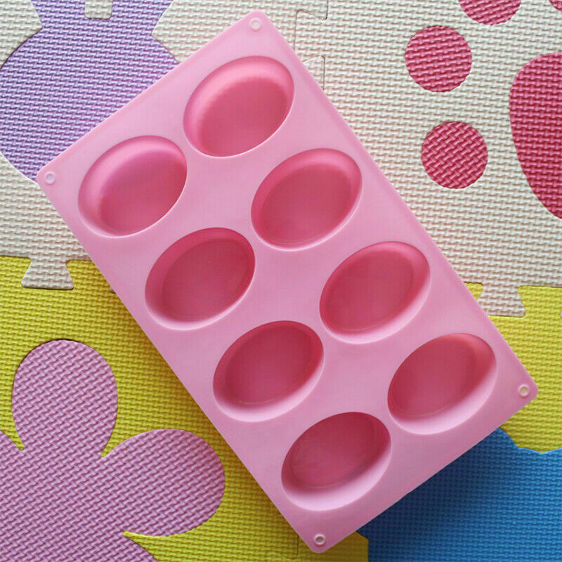 Homemade Silicone Oval Shape Tray Chocolate Mould Making Soap Mold 1DIY 8-Cavity